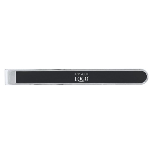  Black Professional Custom Logo Business Promotion Silver Finish Tie Bar (Front)