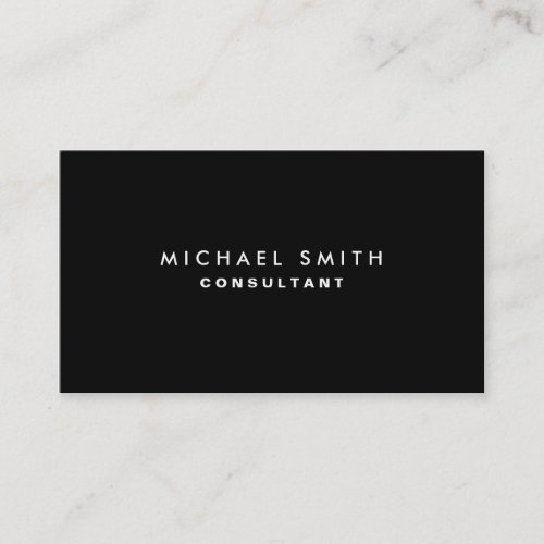 Black Professional Elegant Modern Plain Simple Business Card