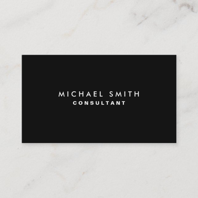 Black Professional Elegant Modern Plain Simple Business Card (Front)