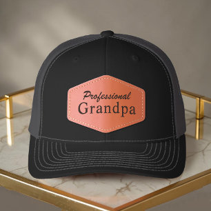 Black Professional Grandpa Funny Grandpa Life Leather Patch Hat