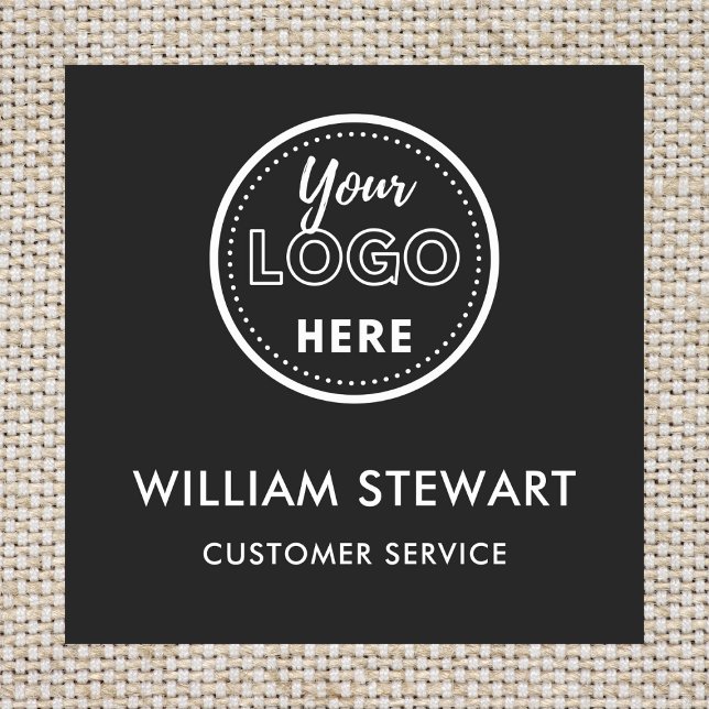 Black Professional Logo Square Employee Staff Name Tag (Creator Uploaded)