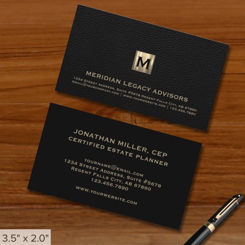Black Professional Luxury Initial Logo Business Card