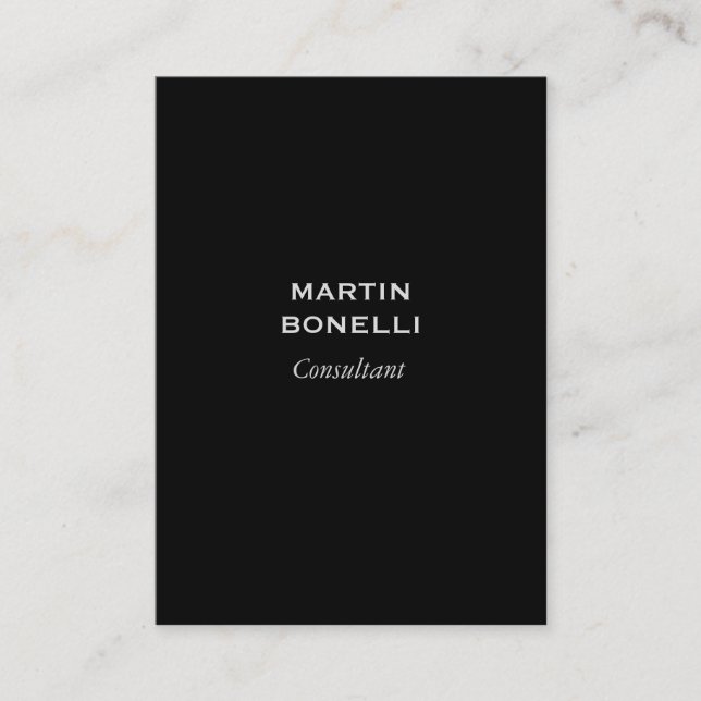 Black Professional Modern Elegant Minimalist Business Card (Front)