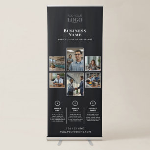Black Professional Photo Collage Business Logo Retractable Banner