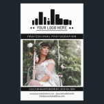 Black Professional Photographer Logo Big Photo Flyer<br><div class="desc">Marketing flyer for a professional photographer personalized with a large photo, logo, contact information on one side, and custom text, more photos, and profile photo in a charming clean black, and white design. Feminine and chic professional photography flyer in a clean design with a black accent color and a charming...</div>