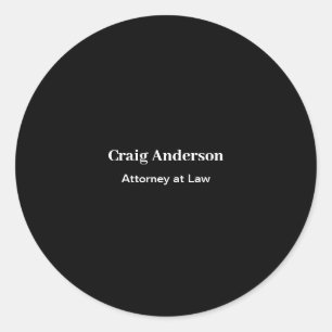 Black Professional Plain Modern Elegant Classic Round Sticker
