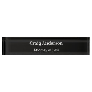 Black Professional Plain Modern Elegant Desk Name Plate