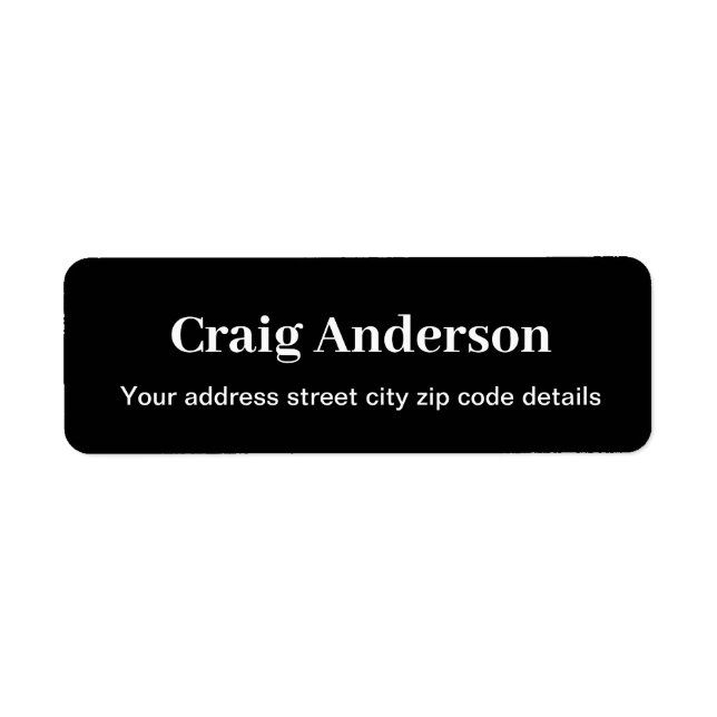 Black Professional Plain Modern Elegant Label (Front)