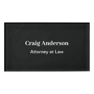 Black Professional Plain Modern Elegant Name Tag