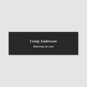 Black Professional Plain Modern Elegant Name Tag