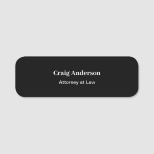 Black Professional Plain Modern Elegant Name Tag