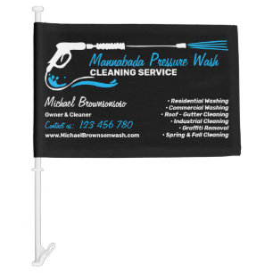 Black Professional Pressure Washing Power Cleaning Car Flag