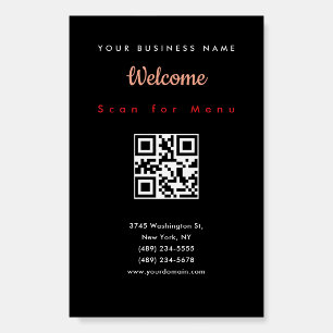 Black Professional Scannable QR Code Menu Foam Board