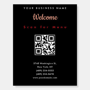 Black Professional Scannable QR Code Menu Foam Board