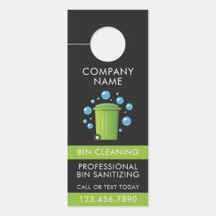 Black Professional Trash Can Cleaning Service Icon Door Hanger