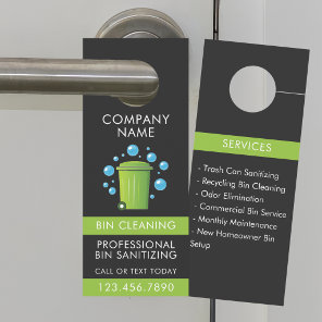 Black Professional Trash Can Cleaning Service Icon Door Hanger