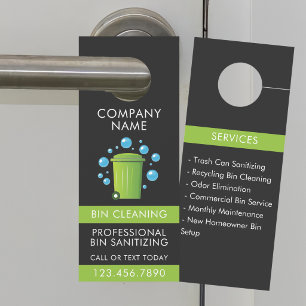 Black Professional Trash Can Cleaning Service Icon Door Hanger