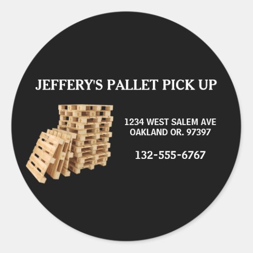 Black Professional Wood Pallet Crate Business Classic Round Sticker