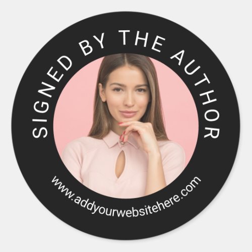 Black Profile Photo Signed by the Author Classic Round Sticker