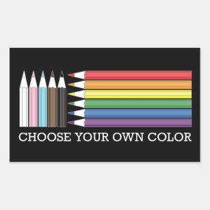 Black Progress Pride Rainbow LGBTQ Pencils Rectangular Sticker