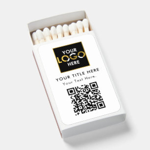Black Promo Corporate Business Logo QR Code Matchboxes