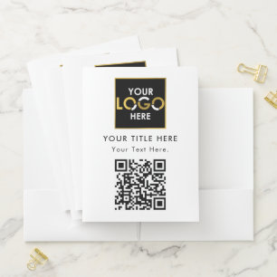 Black Promo Corporate Business Logo QR Code Pocket Folder