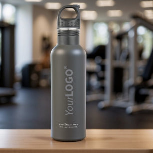 Black Promotional Company Logo Corporate Giveaway Stainless Steel Water Bottle