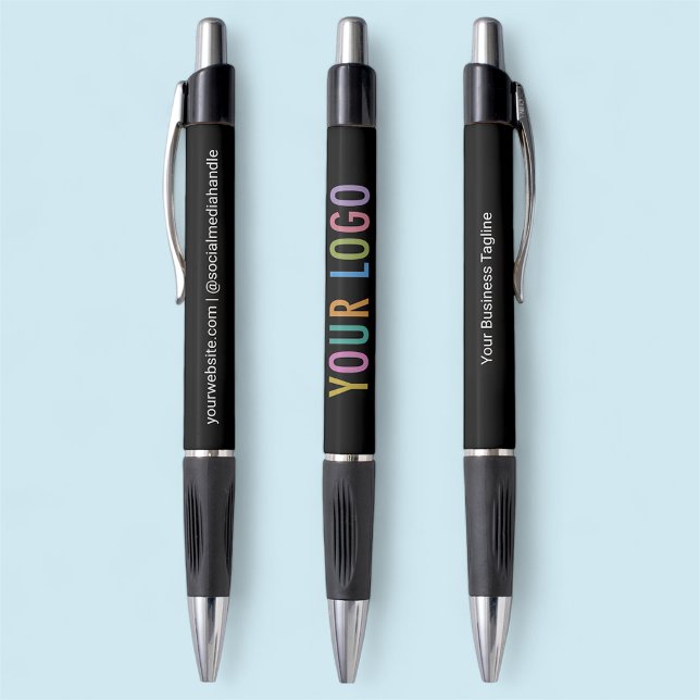 Black Promotional Pen with Logo Business Branded (MISOOK Black Pens with Logo)