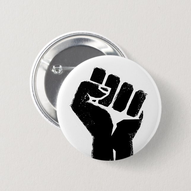 Black Protest Fist Button (Front & Back)