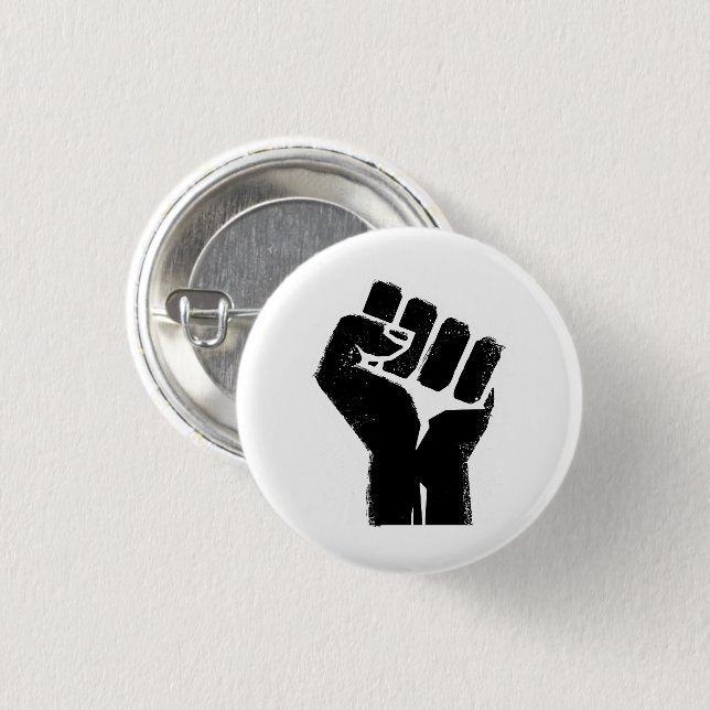 Black Protest Fist Button (Front & Back)