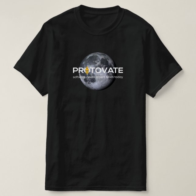 Black Protovate on the Moon Man T-Shirt (Design Front)