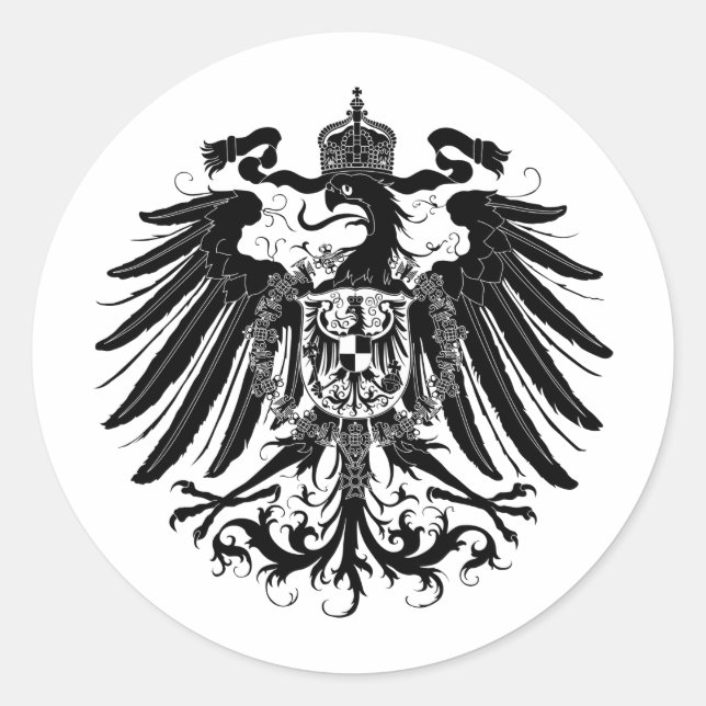 Black Prussian Eagle Classic Round Sticker (Front)