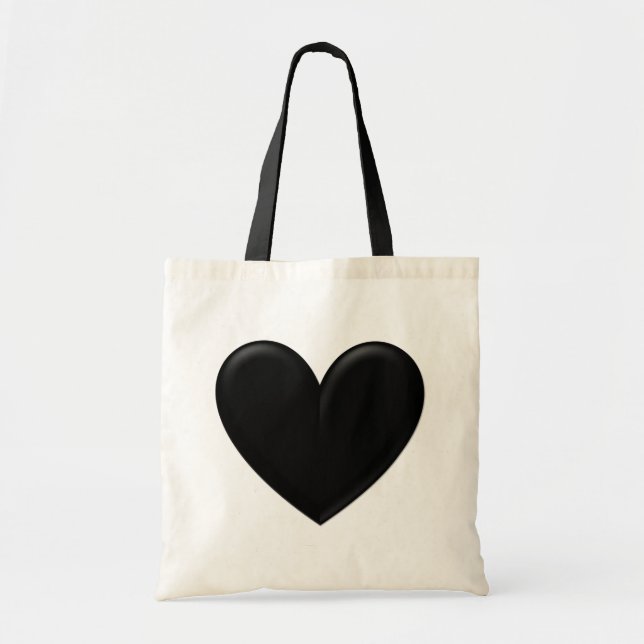 Black Puffy Heart Tote Bag (Front)