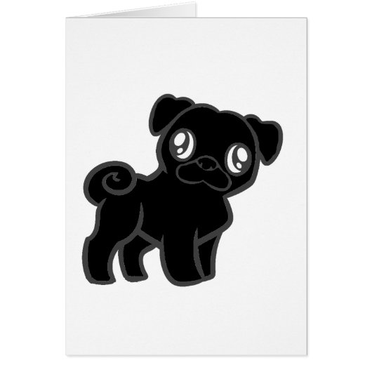 black pug cartoon cards (Front)