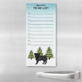 Black Pug Cartoon Dog Winter Forest To Do List Magnetic Notepad (In Situ)