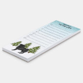 Black Pug Cartoon Dog Winter Forest To Do List Magnetic Notepad (Angled)