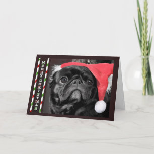 Black Pug Christmas Card