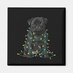 Black Pug Christmas I'm Fine Everything Is Fine  Magnet