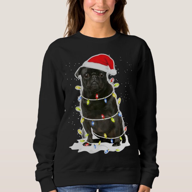 Black Pug Christmas Light Classic T-Shirt 134 Sweatshirt (Front)