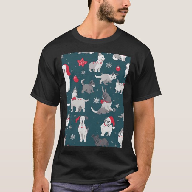 black pug christmas T-Shirt (Front)