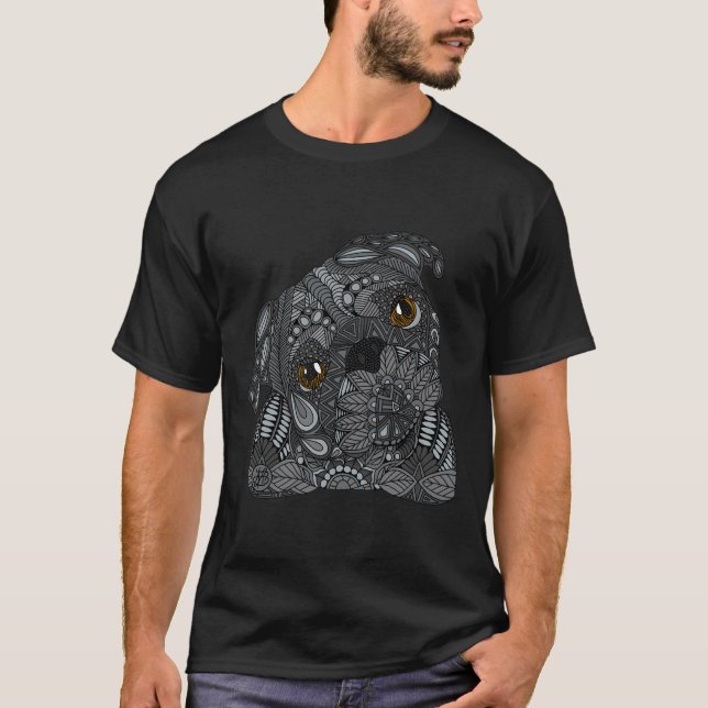 Black Pug Classic T-Shirt 386 (Front)
