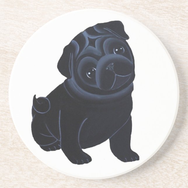 Black Pug Coaster (Front)