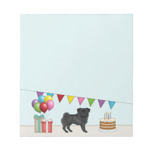 Black Pug Cute Cartoon Dog Colorful Birthday Notepad