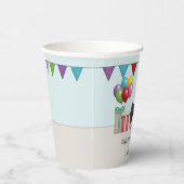 Black Pug Cute Cartoon Dog Colorful Birthday Paper Cups (Right)