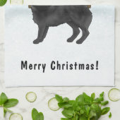 Black Pug Cute Cartoon Dog Snowy Winter Forest Kitchen Towel (Folded)