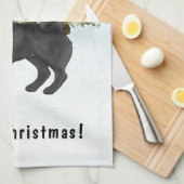 Black Pug Cute Cartoon Dog Snowy Winter Forest Kitchen Towel (Quarter Fold)