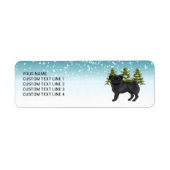 Black Pug Cute Cartoon Dog Snowy Winter Forest Label (Front)