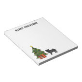 Black Pug Cute Cartoon Dog With A Christmas Tree Notepad (Angled)