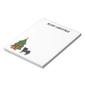 Black Pug Cute Cartoon Dog With A Christmas Tree Notepad (Rotated)
