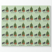 Black Pug Cute Cartoon Dog With A Christmas Tree Wrapping Paper (Flat)